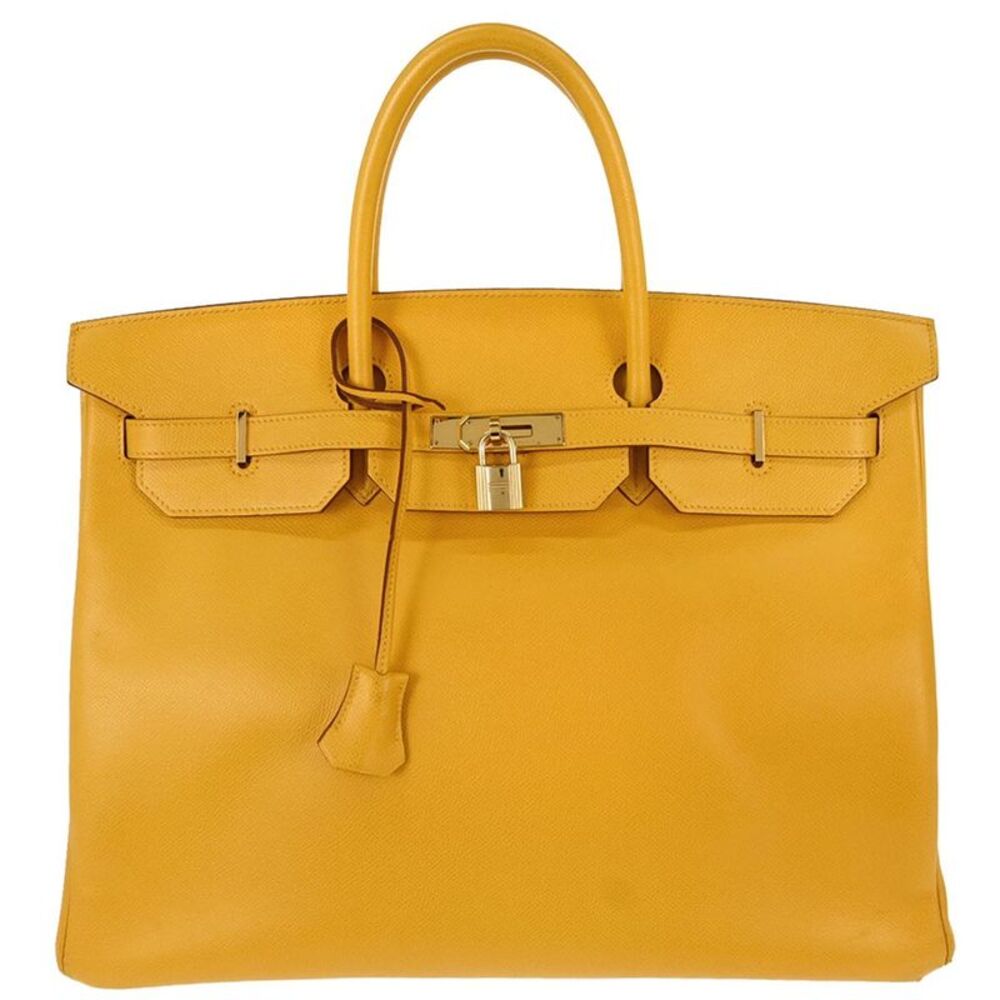 Hermes Birkin Yellow Courchevel With Gold Hardware Yellow Calfskin Handbag